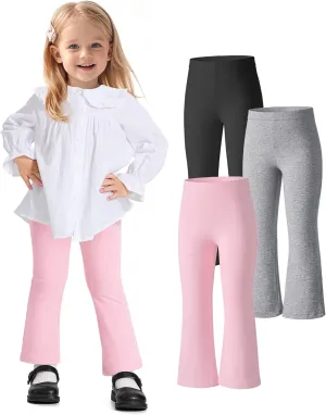 Witwot 3 Pack Baby Girls Flare Pants Soft Cotton Toddler Bell Bottom Leggings Infant Clothes Size 18M-5T