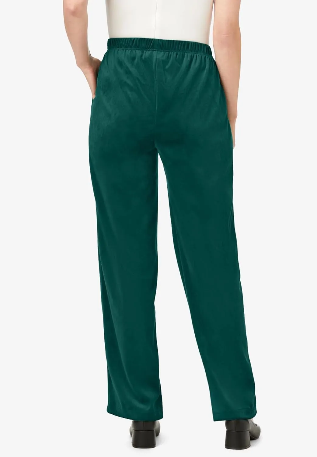 Woman Within Plus Size Wide-Leg Velour Pant