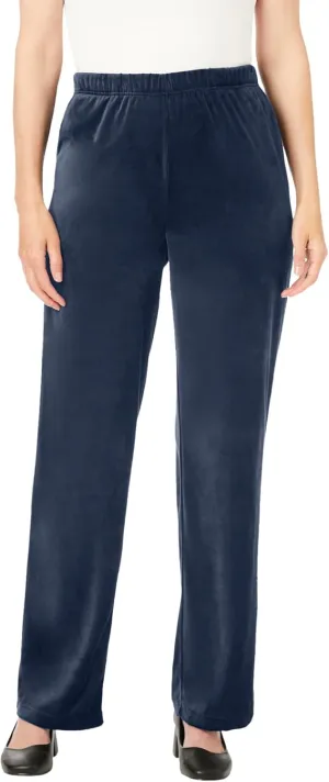 Woman Within Plus Size Wide-Leg Velour Pant