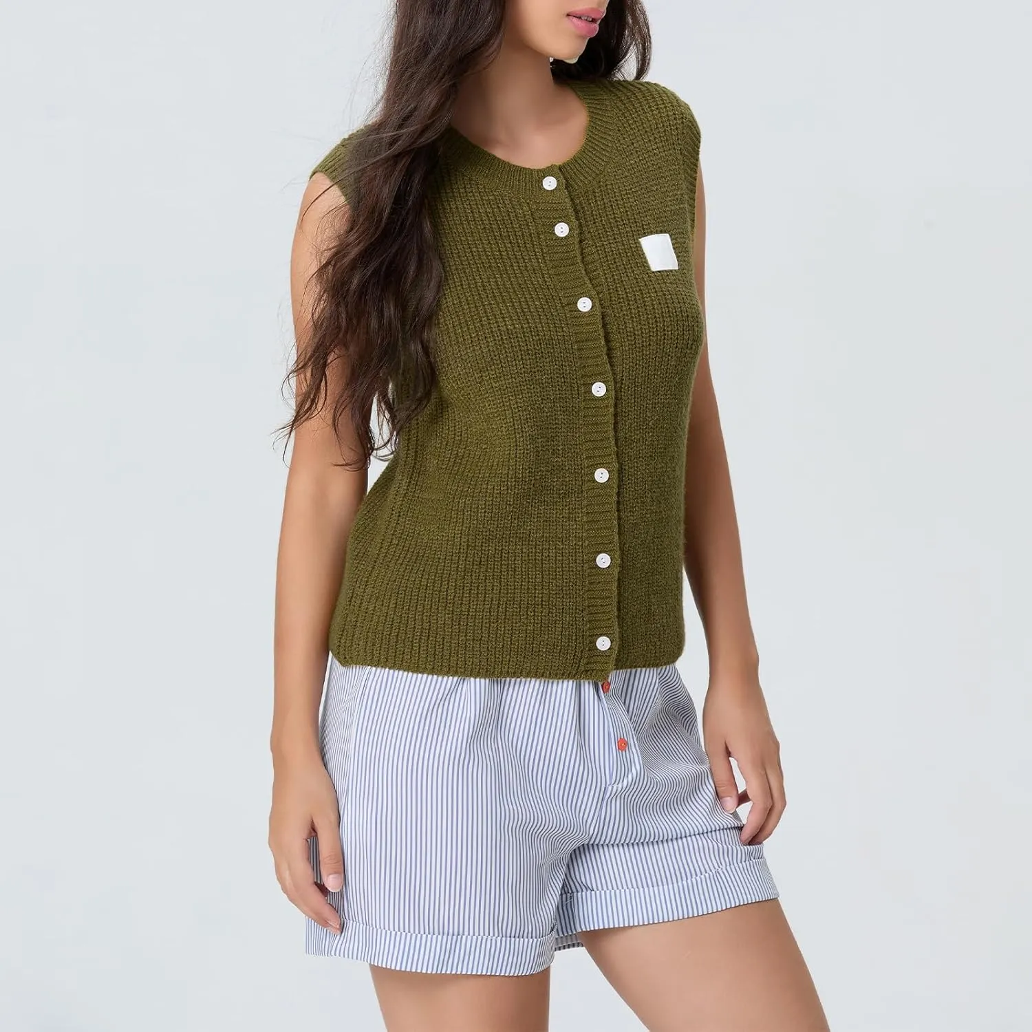 Women Button Down Going Out Trendy Tops Slim Fit Sleeveless Knitted Ribbed Sexy Vest Shirt Y2K Tank Tops