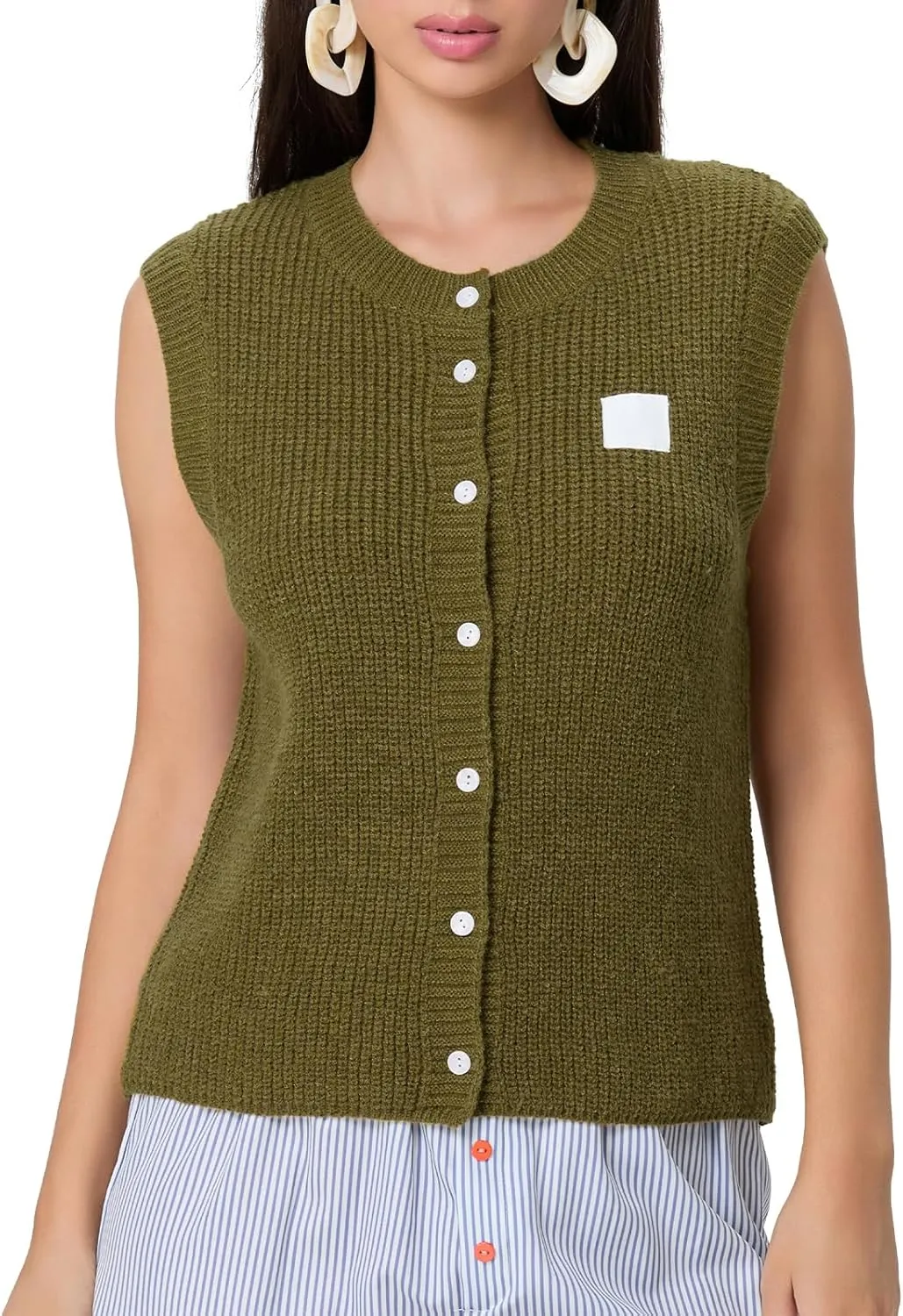 Women Button Down Going Out Trendy Tops Slim Fit Sleeveless Knitted Ribbed Sexy Vest Shirt Y2K Tank Tops