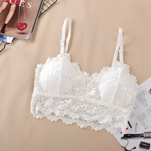 Women Lace Sexy Underwear Lingerie Wireless Padded Push Up Summer Soft Backless Bras