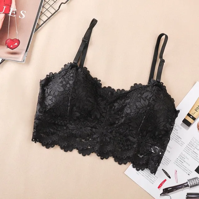 Women Lace Sexy Underwear Lingerie Wireless Padded Push Up Summer Soft Backless Bras