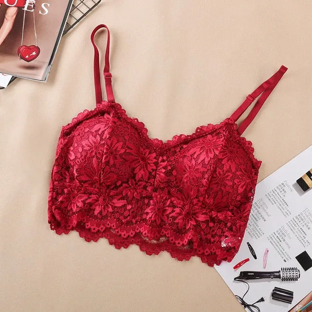 Women Lace Sexy Underwear Lingerie Wireless Padded Push Up Summer Soft Backless Bras