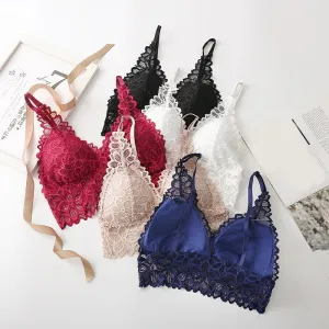 Women Lace Sexy Underwear Lingerie Wireless Padded Push Up Summer Soft Backless Bras
