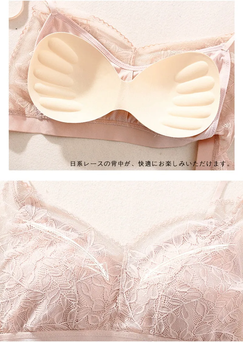 Women Lace Wirefree Thin Cup Padded Bra Sexy Backless Vest Comfort Lingerie