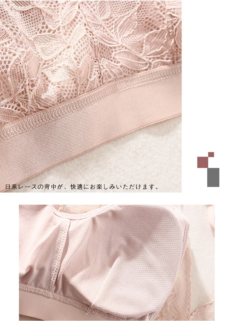 Women Lace Wirefree Thin Cup Padded Bra Sexy Backless Vest Comfort Lingerie