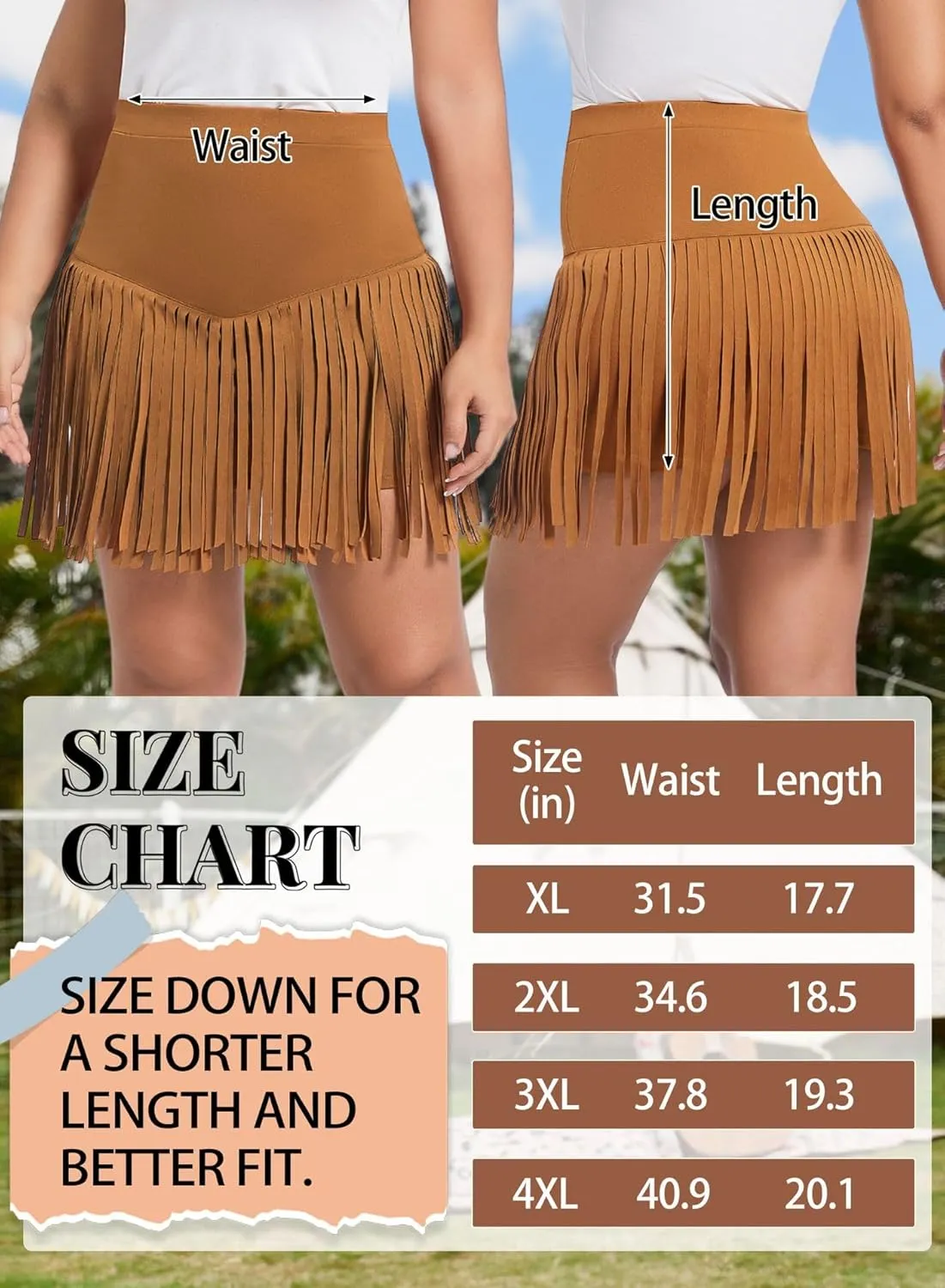 Women Plus Size Fringe Cowgirl Mini Skirt - Western Country Concert Rodeo Outfit High Waisted Tassel Boho Bottoms