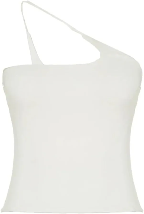 Women Sexy One-Shoulder Basic Casual Slim Fit Vests Camisole Sporty Singlets
