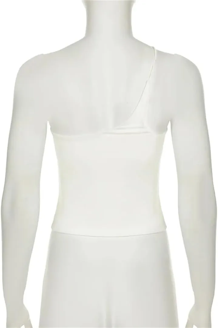 Women Sexy One-Shoulder Basic Casual Slim Fit Vests Camisole Sporty Singlets