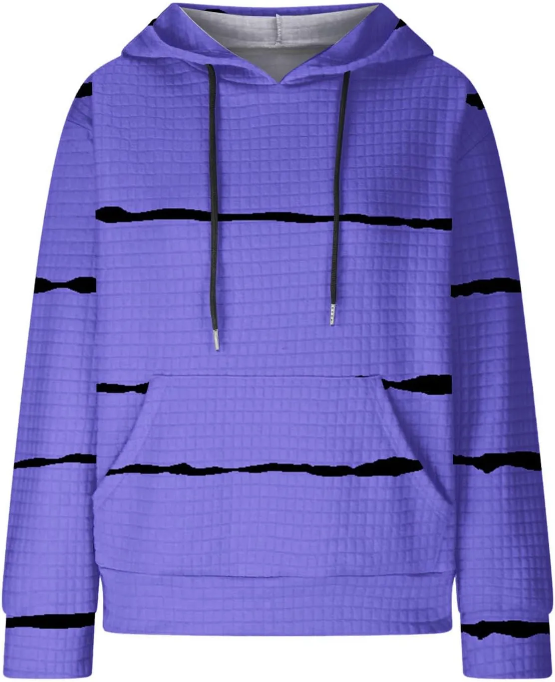 Women Striped Oversized Hoodies Long Sleeve Color Block Sweatshirt Drawstring Pullover Waffle Knit Tops Fall Outfits