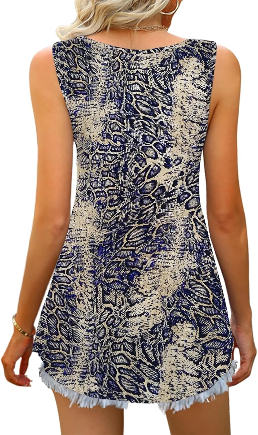 Women Tank Tops 2025 Summer Sleeveless Blouses V Neck Casual Loose Fit Flowy Shirts S-3X