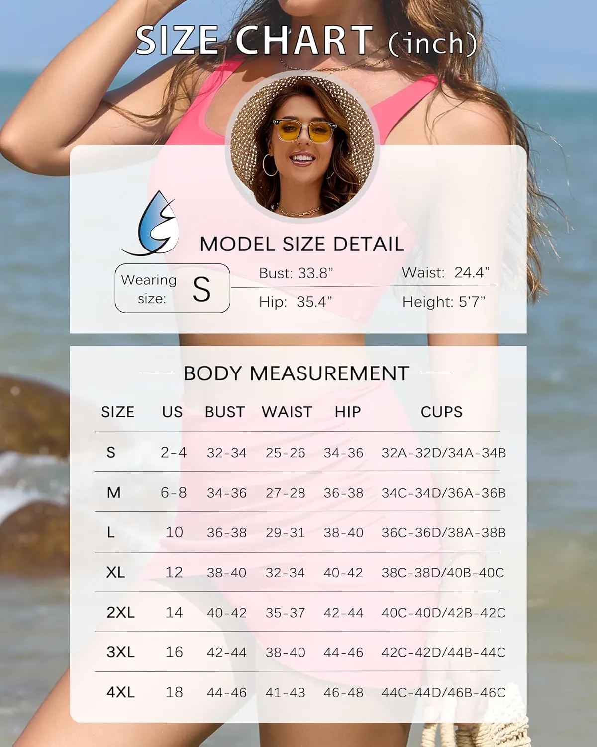 Women Two Piece Swimsuit with Skirt High Waisted Bikini Set Tummy Control Bathing Suit Full Coverage Swim Dress
