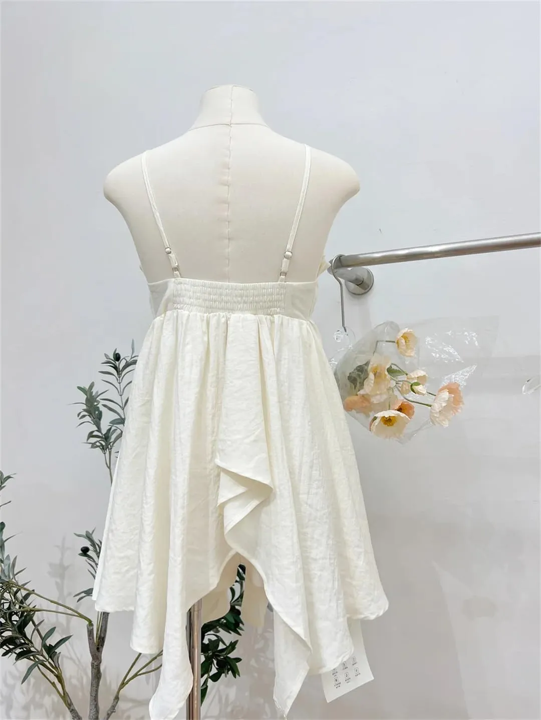 Women Vintage Chiffon Camisole White V-Neck Flowy Sleeveless Shirts Backless Crop Tops