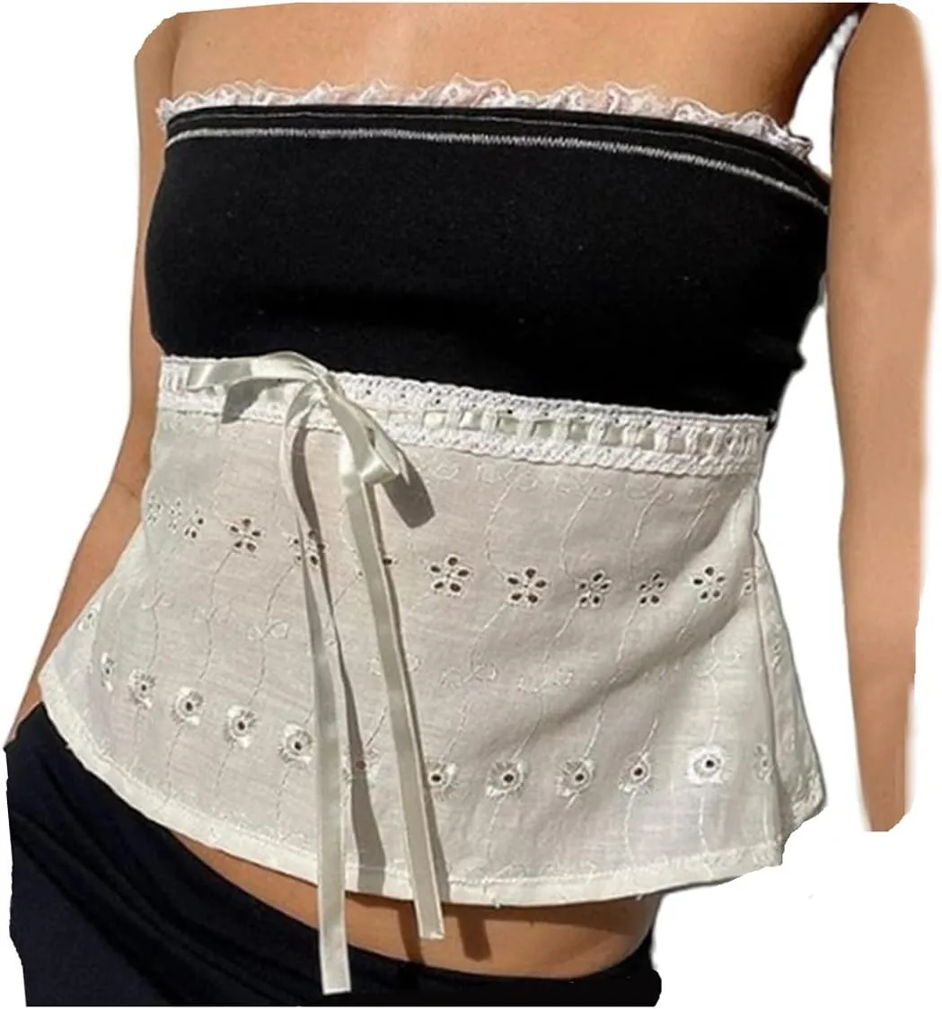 Women Y2K Backless Crop Top Vintage Sexy Tie Up Spaghetti Strap Camisole Summer Cute Mini Vest E-Girl Streetwear