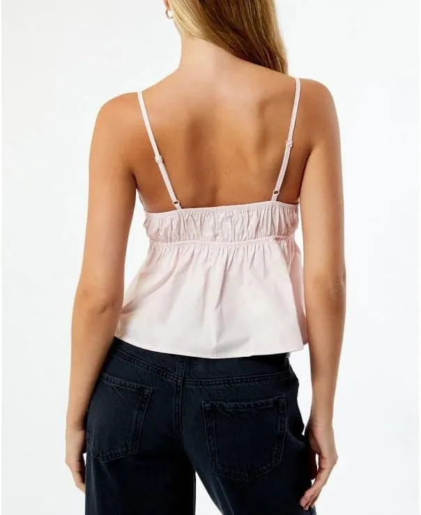 Women Y2k Ruffle Hem Crop Tank Tops Sleeveless Spaghetti Strap Flowy Camisoles Sexy V Neck Babydoll Tops
