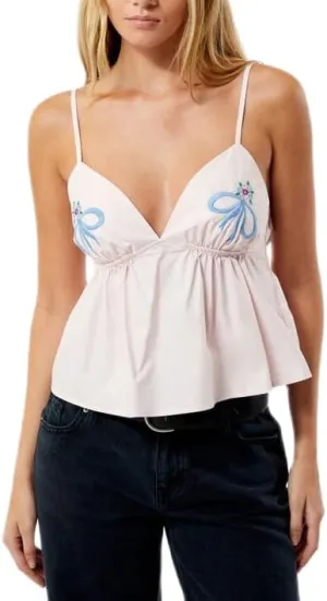 Women Y2k Ruffle Hem Crop Tank Tops Sleeveless Spaghetti Strap Flowy Camisoles Sexy V Neck Babydoll Tops