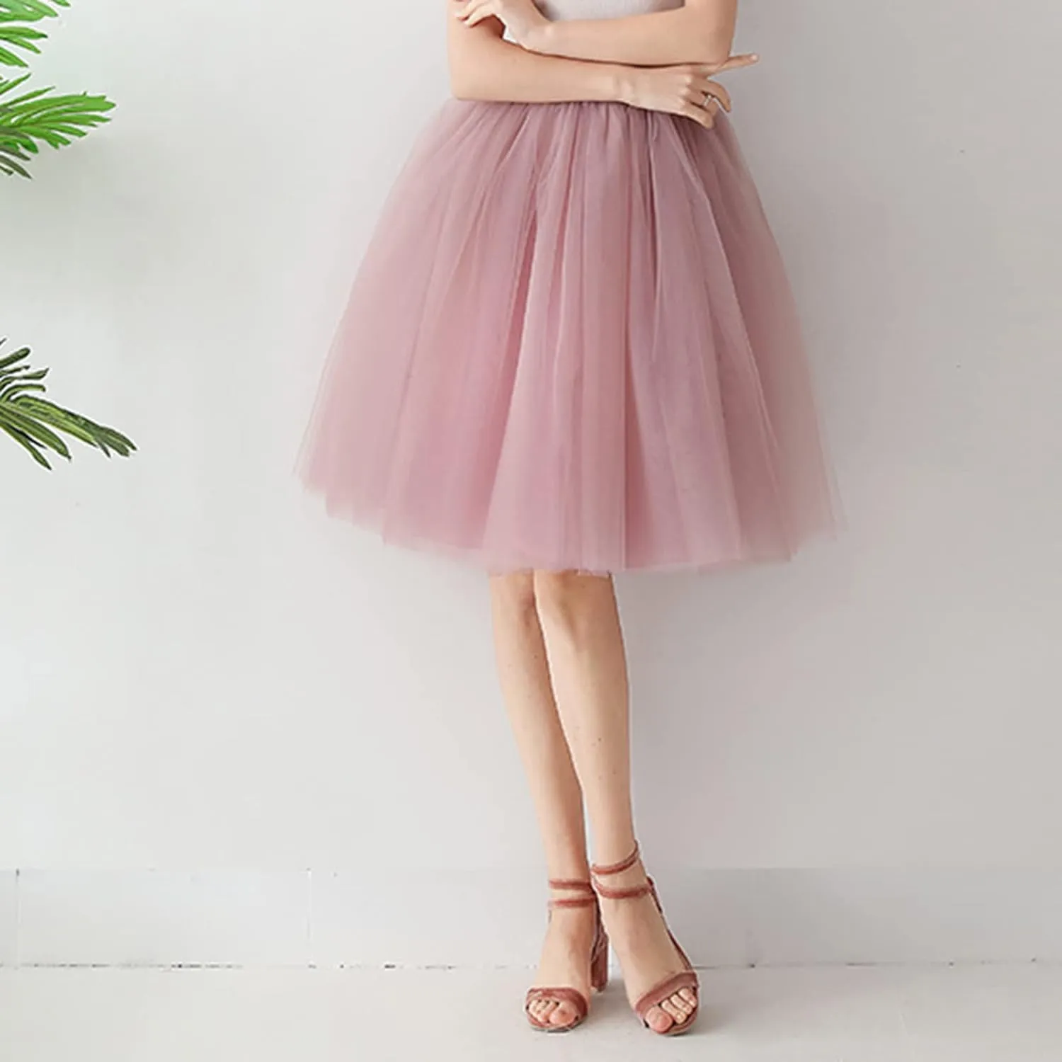 Women's A-Line High Waisted Midi Skirt Women's Tulle Skirt Short Gown Ballet Dance Dress Evening Skirt Pleated