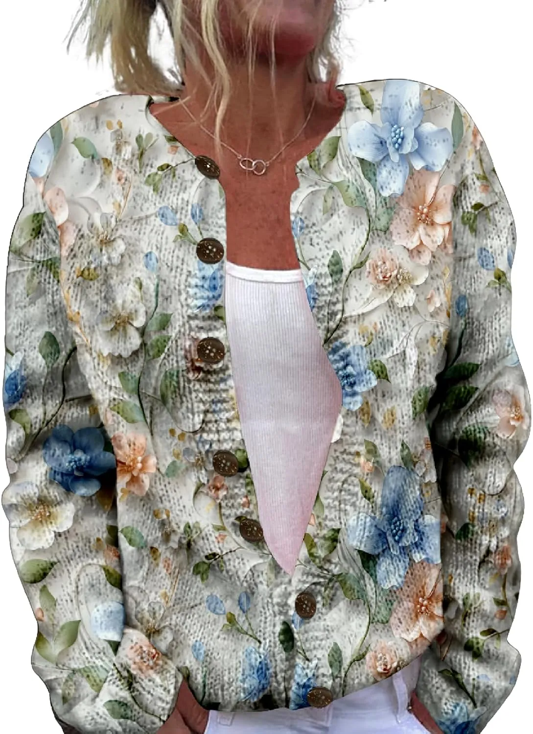 Women's Cable Knit Cardigan Open Front Crochet Button Down Long Sleeve Warm Cardigan Sweaters Fall Winter Coat