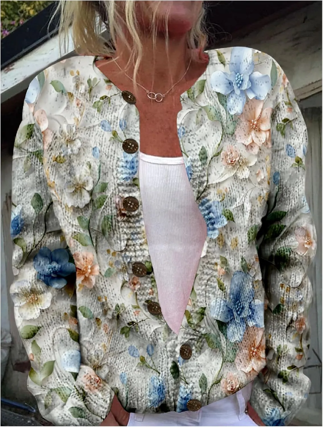 Women's Cable Knit Cardigan Open Front Crochet Button Down Long Sleeve Warm Cardigan Sweaters Fall Winter Coat