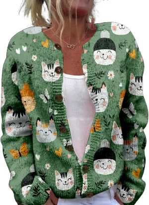Women's Cable Knit Cardigan Open Front Crochet Button Down Long Sleeve Warm Cardigan Sweaters Fall Winter Coat