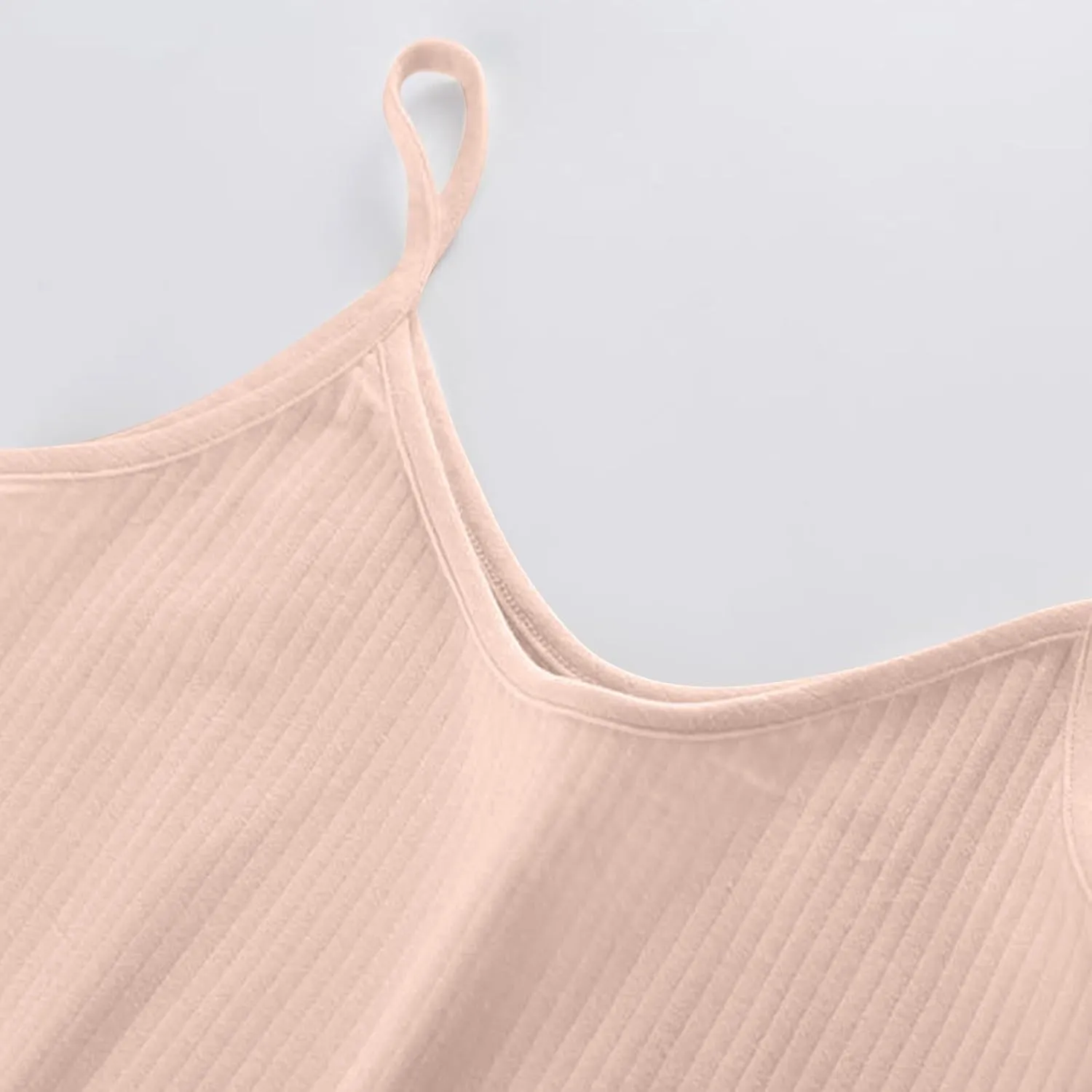 Womens Cotton Cami Tops Spaghetti Strap Knitted Tanks Blouse Casual Slim Fit Sleeveless Camisole Undershirt