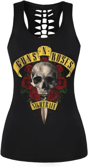 Womens Hollow Out Skull Print Workout Yoga Tank Tops Halloween Shirt