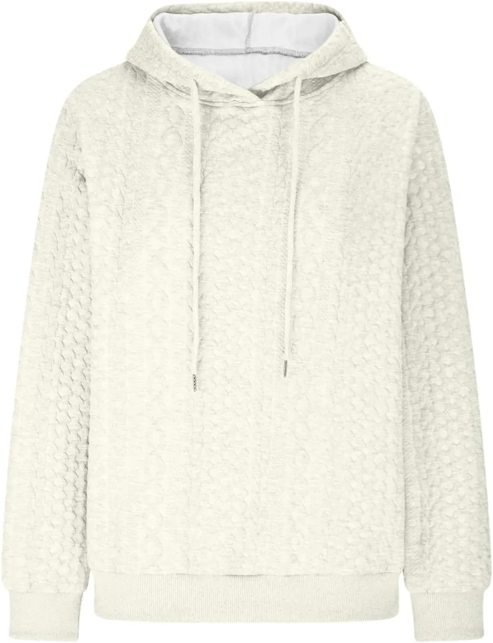 Womens Hoodies Fall Winter Waffle Knit Drop Shoulder Casual Sweatshirts with Pocket Pullover
