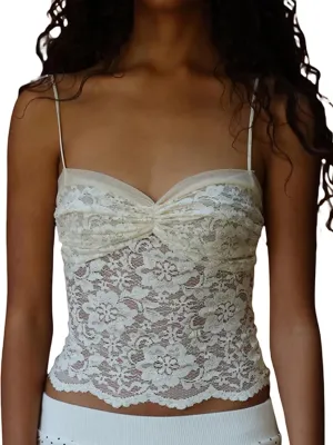 Women's Lace Cami Tops Sleeveless Spaghetti Strap Tank Top Floral Mesh Slim Fit T-Shirts Camisole Summer Vest