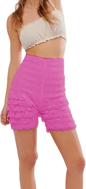 Womens Lace Trim Layered Ruffle Lolita Bloomer Coquette Sexy Boy Shorts Y2k Bubble Frilly Pumpkin Fairy PJ Bottoms