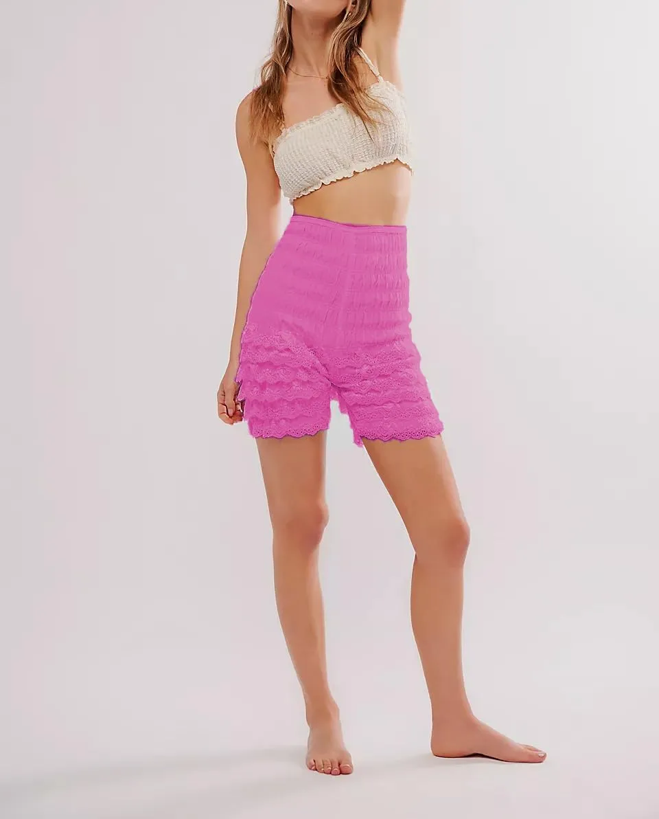 Womens Lace Trim Layered Ruffle Lolita Bloomer Coquette Sexy Boy Shorts Y2k Bubble Frilly Pumpkin Fairy PJ Bottoms