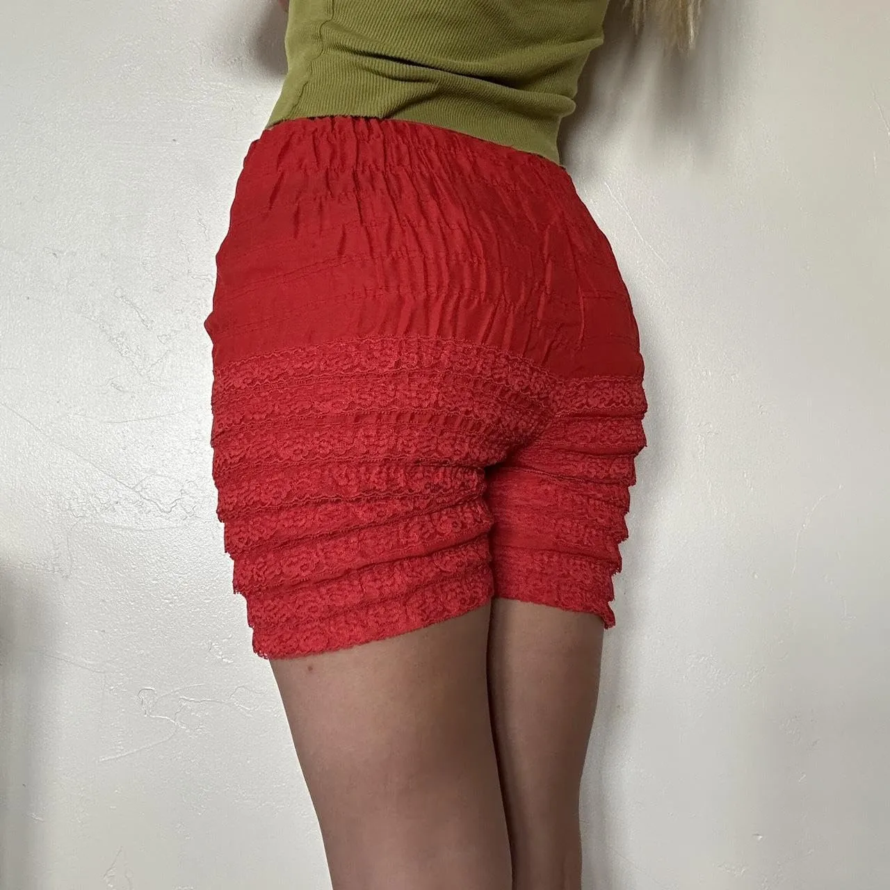Womens Lace Trim Layered Ruffle Lolita Bloomer Coquette Sexy Boy Shorts Y2k Bubble Frilly Pumpkin Fairy PJ Bottoms