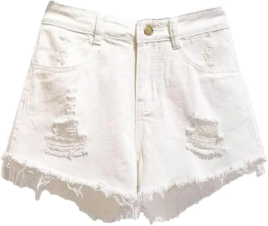 Women's Large Size Denim with Ruffled Shorts Summer Wide Leg Student A-Line Hot Pants Basic Short Jeans
