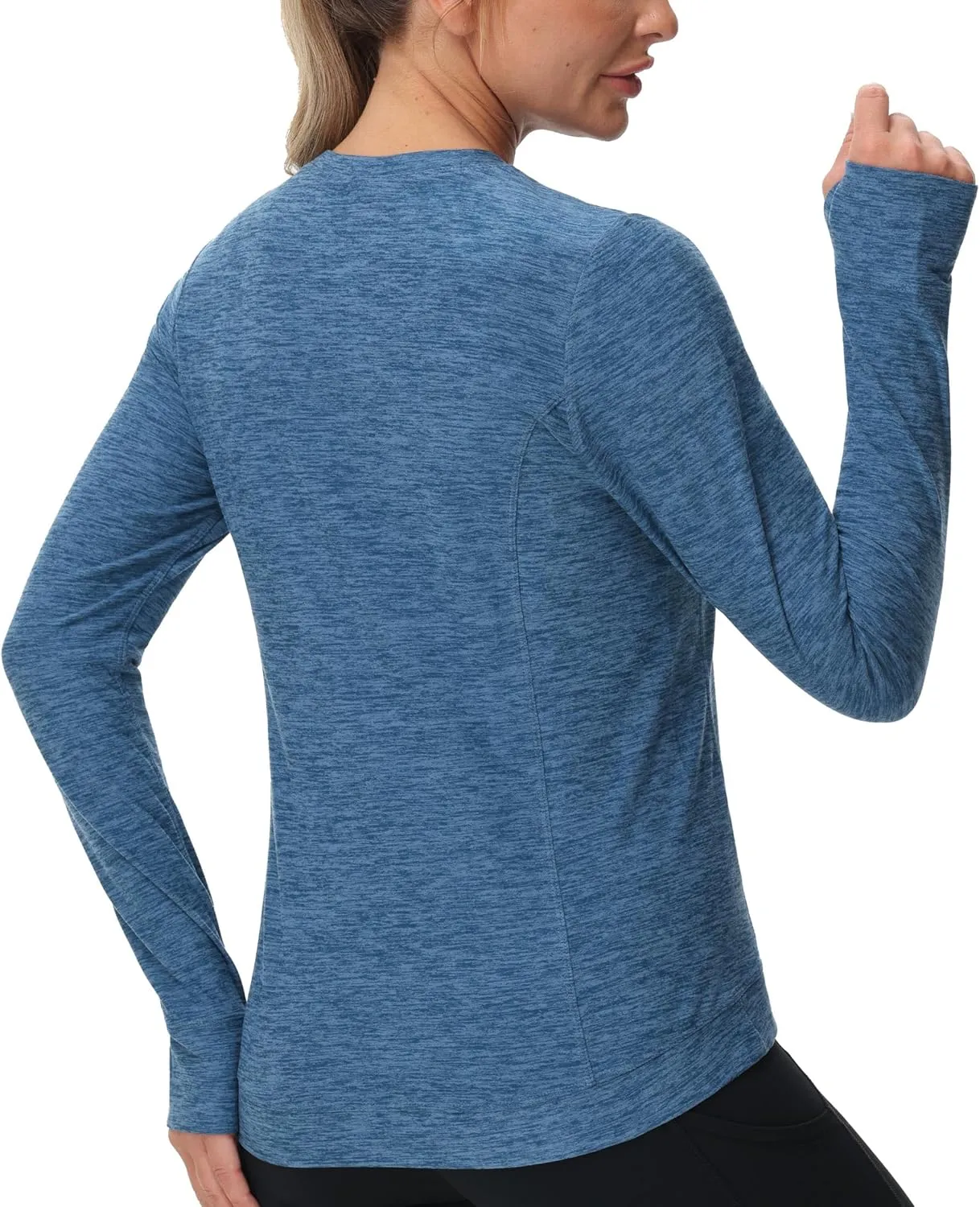 Women's Long Sleeve Compression Shirts Workout Tops Cross Hem Athletic Running Yoga T-Shirts with Thumb Hole