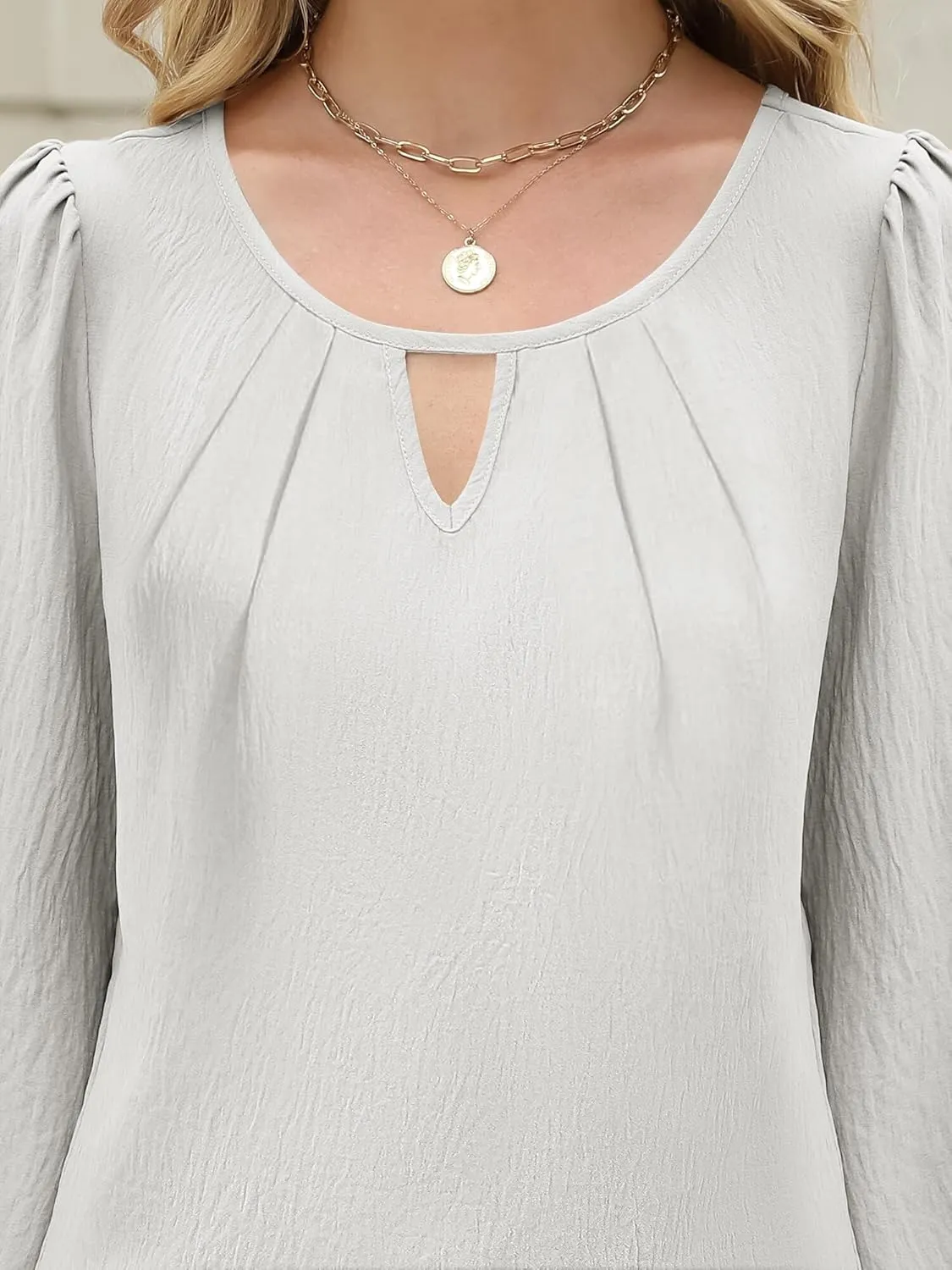 Womens Long Sleeve Tops Dressy Business Casual Blouses Basic Loose Fit V Neck Work Shirt 2024 Fall Clothes Outfits