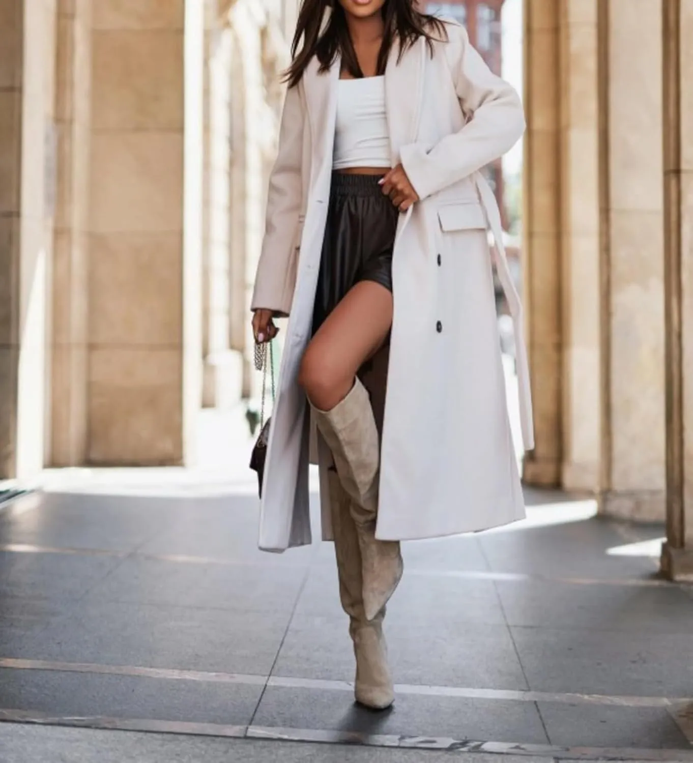 Women's Long Trench Coat,Oversized Double Breasted Lapel Overcoat,Fall Winter Warm Casual Outerwear with Belt