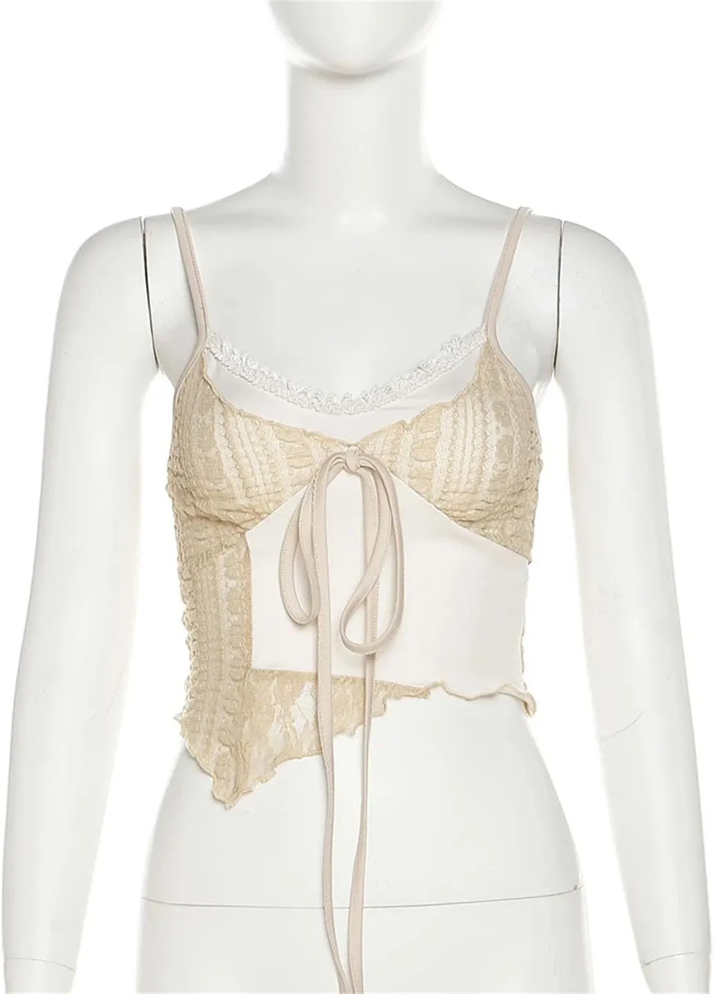 Women's Patchwork Contrast Color Thin Breathable Sexy Camisole Linen Vest