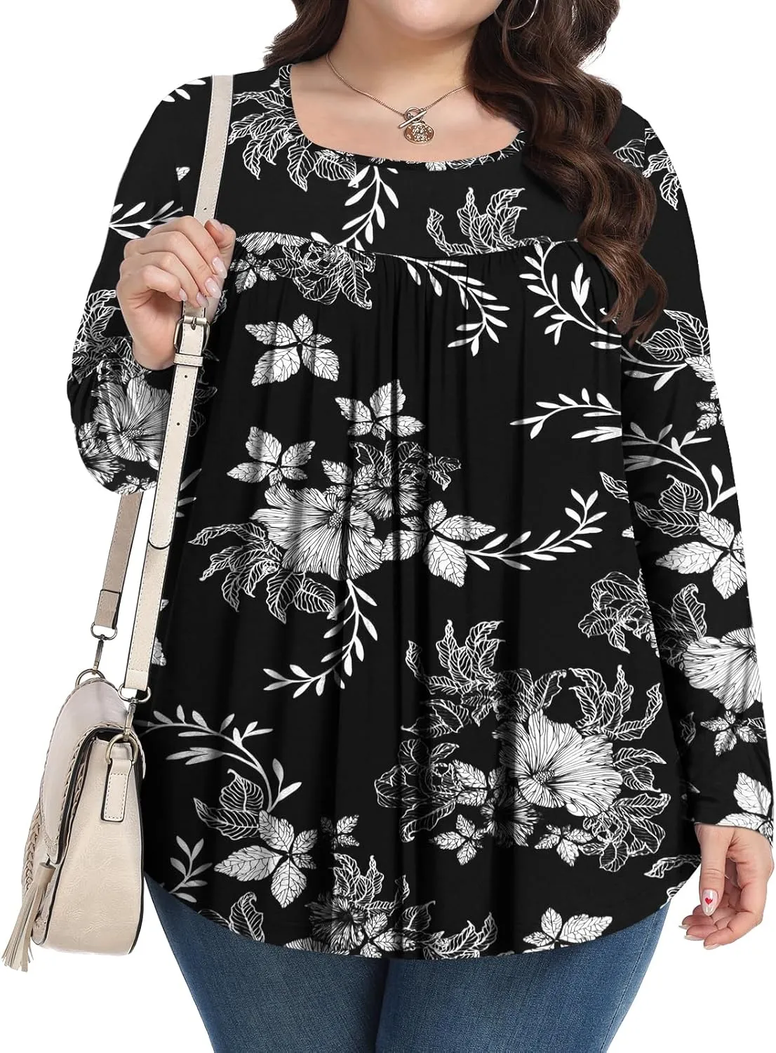 Womens Plus Size Tops Long Sleeve Shirts 2025 Fall Tunic Blouses 1X-5X