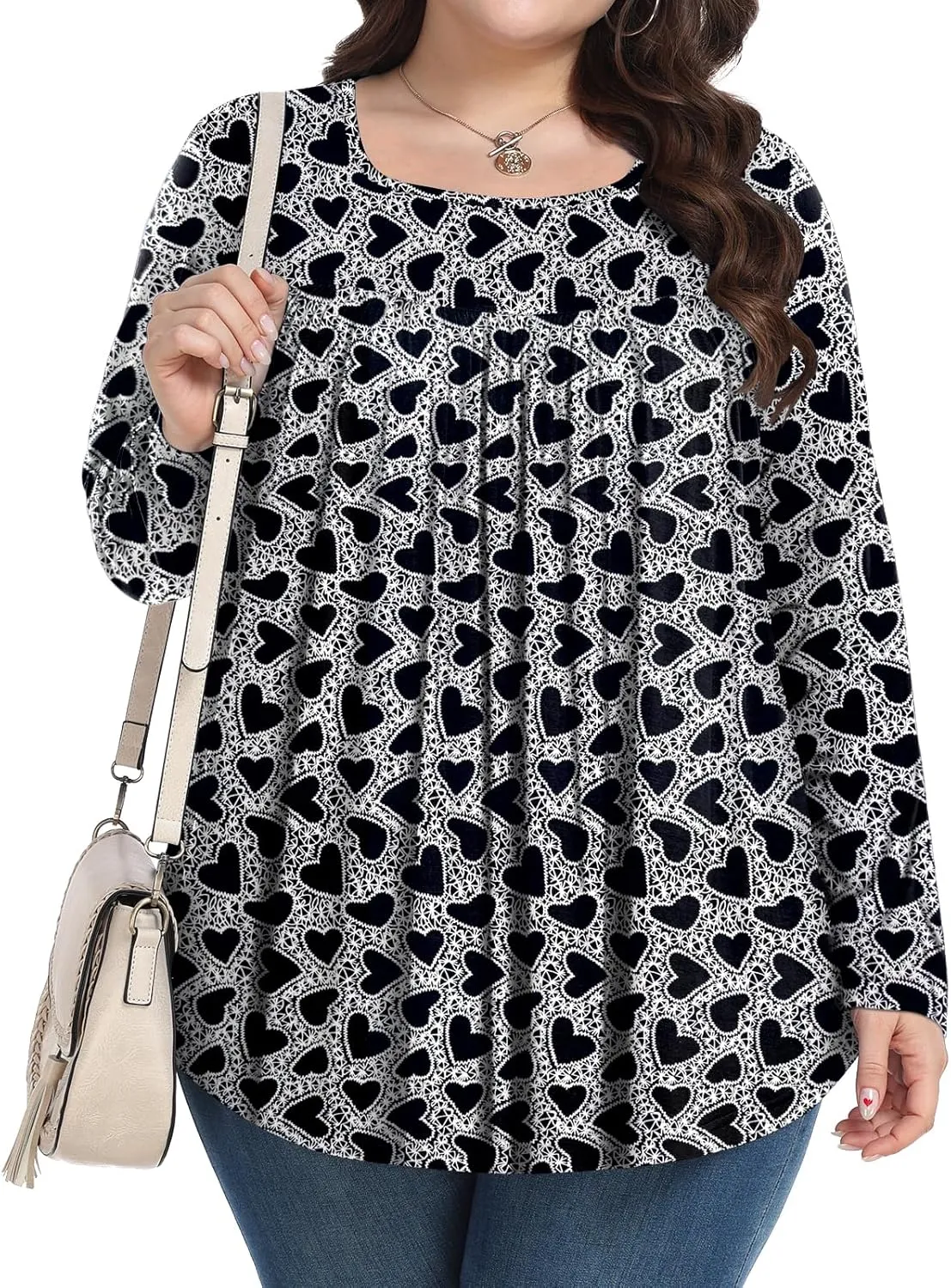 Womens Plus Size Tops Long Sleeve Shirts 2025 Fall Tunic Blouses 1X-5X