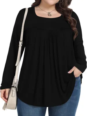 Womens Plus Size Tops Long Sleeve Shirts 2025 Fall Tunic Blouses 1X-5X