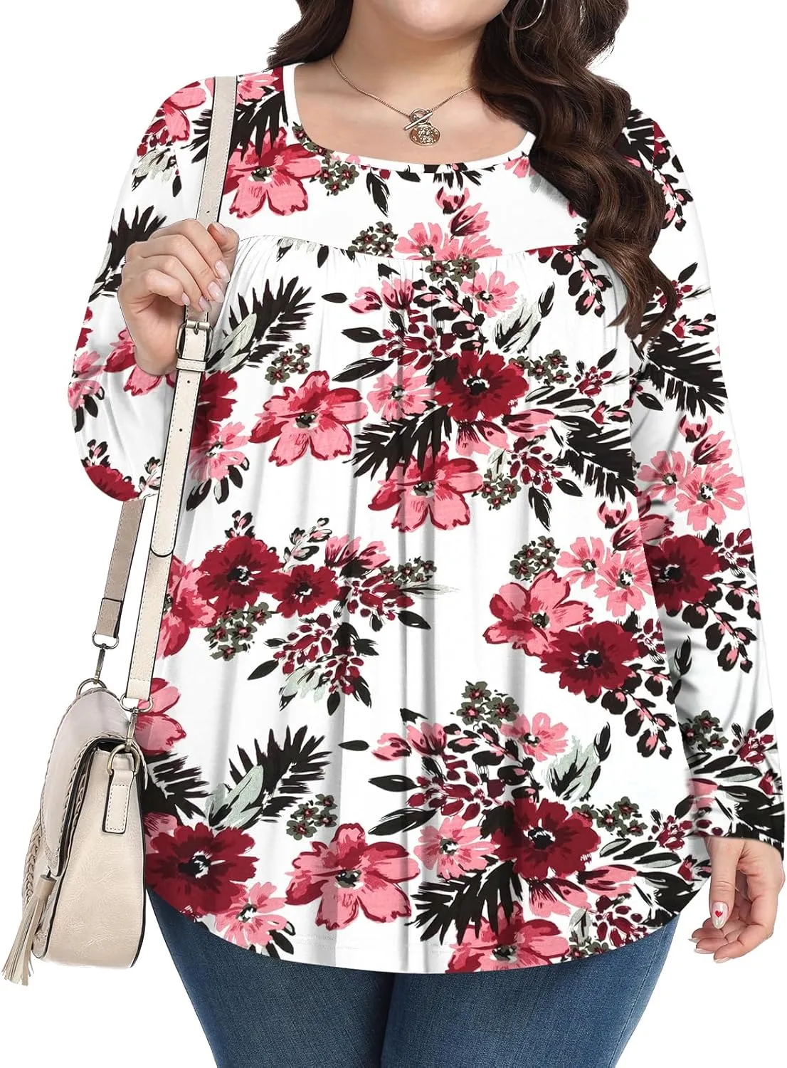 Womens Plus Size Tops Long Sleeve Shirts 2025 Fall Tunic Blouses 1X-5X