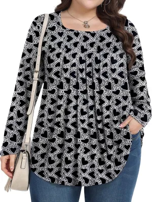 Womens Plus Size Tops Long Sleeve Shirts 2025 Fall Tunic Blouses 1X-5X
