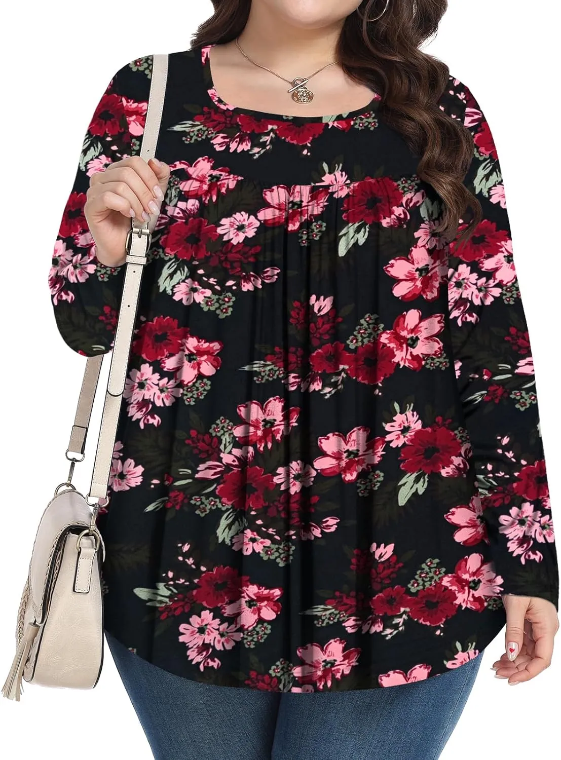 Womens Plus Size Tops Long Sleeve Shirts 2025 Fall Tunic Blouses 1X-5X