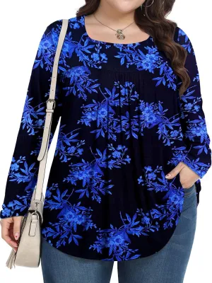 Womens Plus Size Tops Long Sleeve Shirts 2025 Fall Tunic Blouses 1X-5X