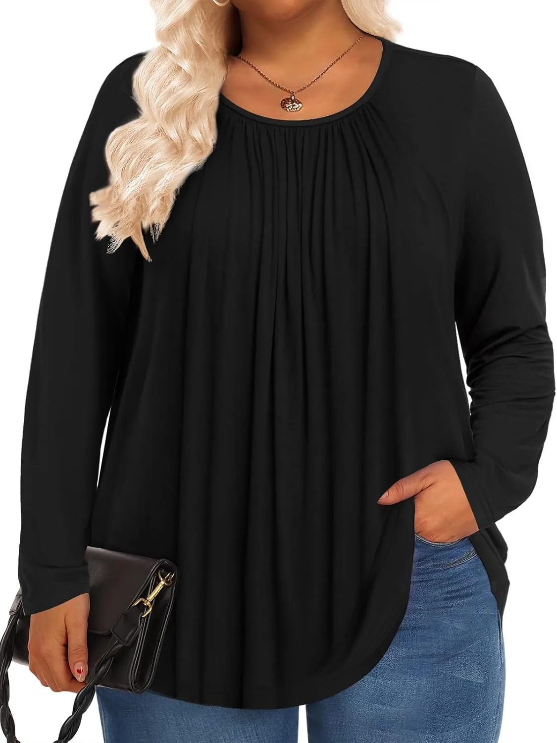 Womens Plus Size Tops Long Sleeve Shirts Fall Tunics Blouses Wear with Leggings