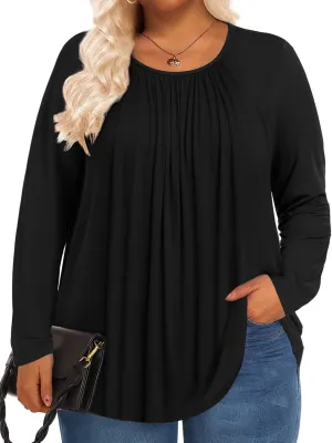 Womens Plus Size Tops Long Sleeve Shirts Fall Tunics Blouses Wear with Leggings