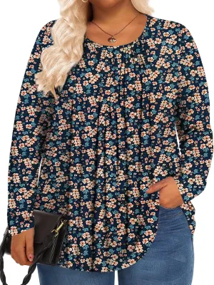 Womens Plus Size Tops Long Sleeve Shirts Fall Tunics Blouses Wear with Leggings