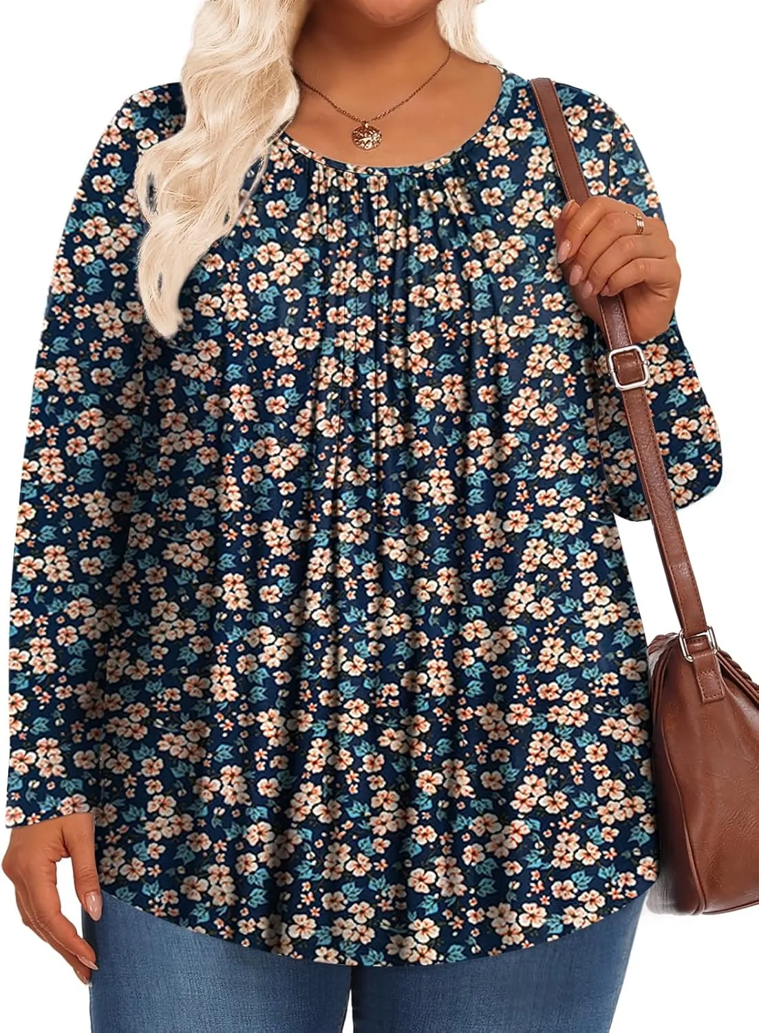 Womens Plus Size Tops Long Sleeve Shirts Fall Tunics Blouses Wear with Leggings