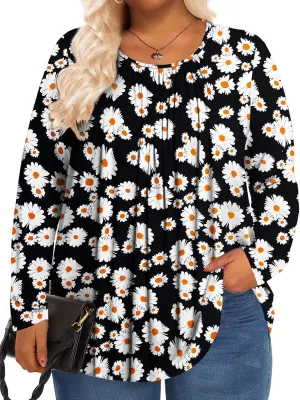 Womens Plus Size Tops Long Sleeve Shirts Fall Tunics Blouses Wear with Leggings