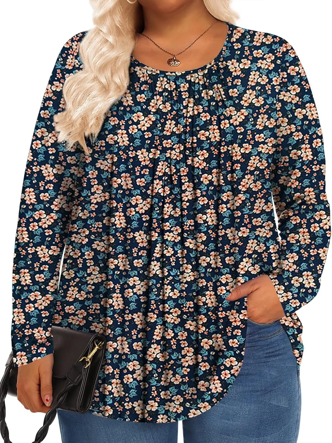 Womens Plus Size Tops Long Sleeve Shirts Fall Tunics Blouses Wear with Leggings